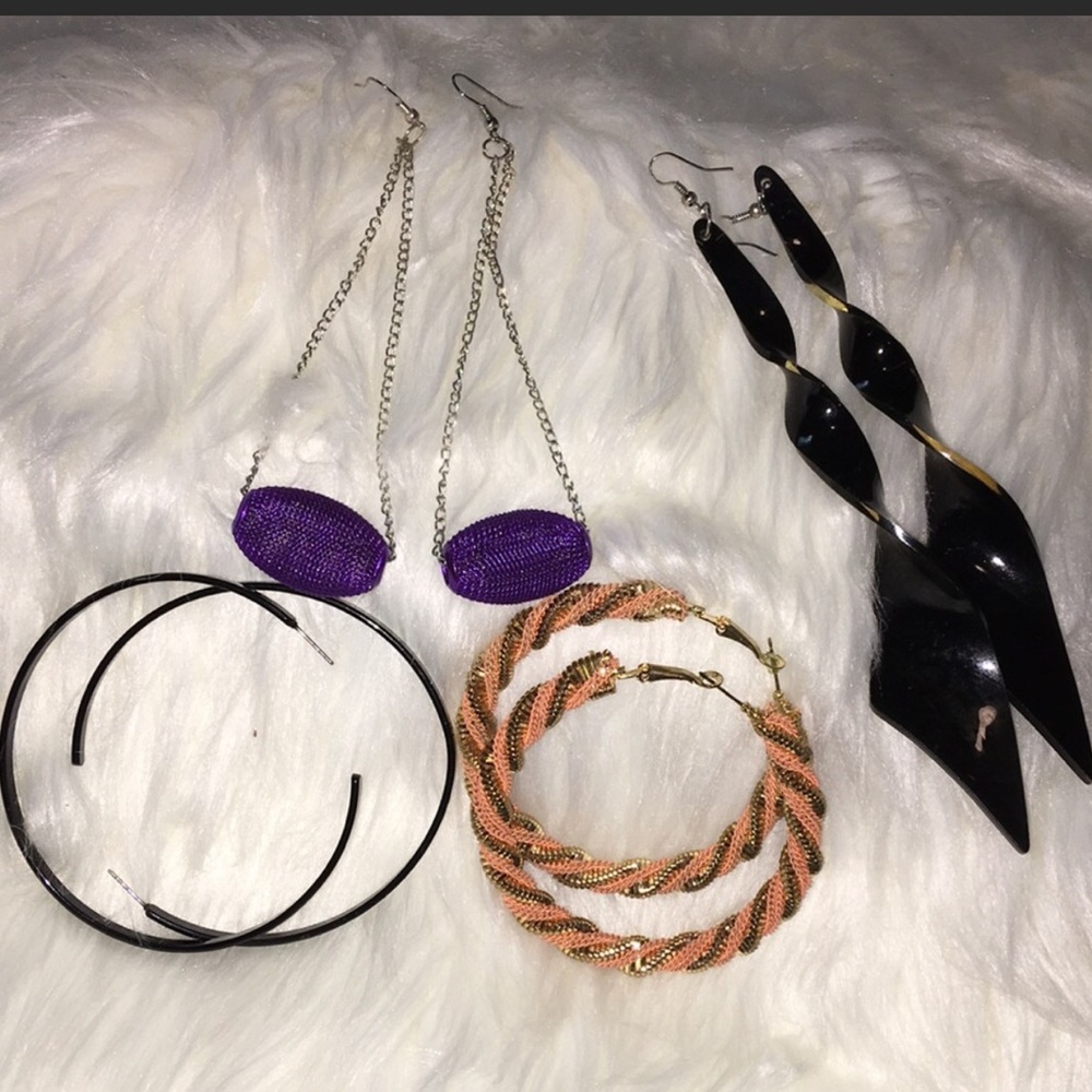 Bundle of 4 80’s / 90’s Retro Lot of 4 Earrings 2 hoops 2 Long